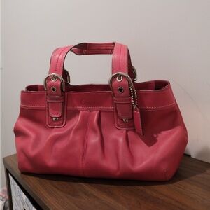 🚨 COACH Soho Hampton F13732 Fuchsia Pink Leather Tote Shoulder Satchel Bag